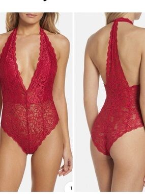 Free People Intimately  Avery Lace Bodysuit Women's Size S NWT
